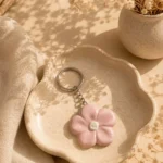 Soft Pink Daisy Flower Keychain