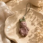 Cute Brown Character Charm with Leaves