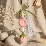 Strawberry Charm with Striped Beads